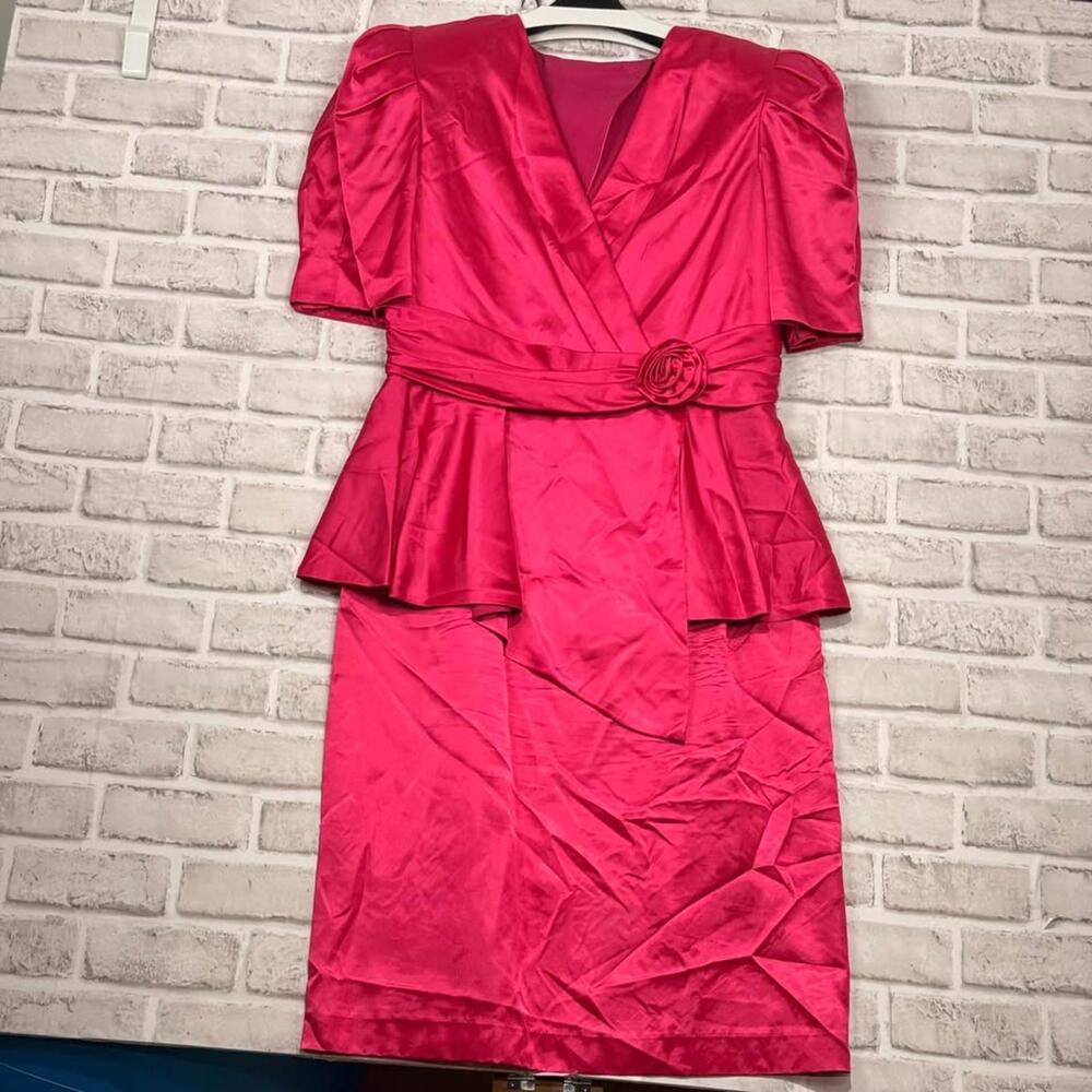 Nu-Mode Vintage Evening Dress 1960's Canada Pink Retro Hollywood Women's 15/16 - Picture 4 of 9
